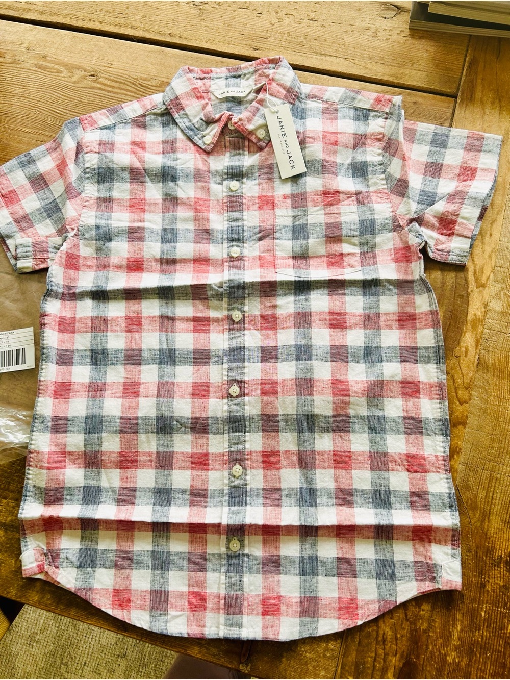 Janie and Jack Americana Red & Navy Blue Plaid Short-Sleeve Shirt for Boys